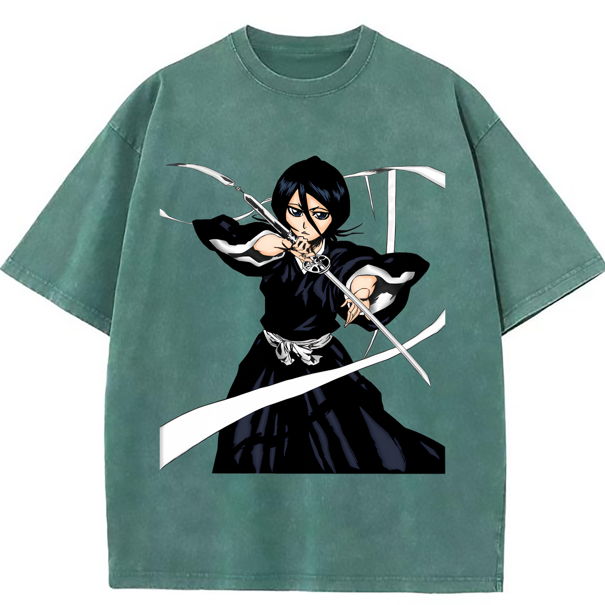 （画像用） ブリーチ 朽木ルキア BLEACH Kuchiki Rukia 綿100% ヴィンテージ風 半袖Tシャツ（フロントプリント）